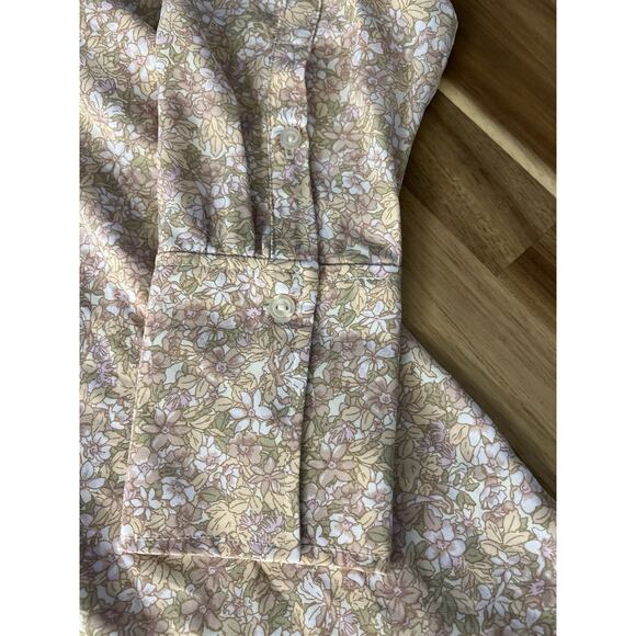 H&M Floral Button Down Blouse Collared Long Sleeve Pink Green Tan Size XXL NEW - Picture 5 of 8